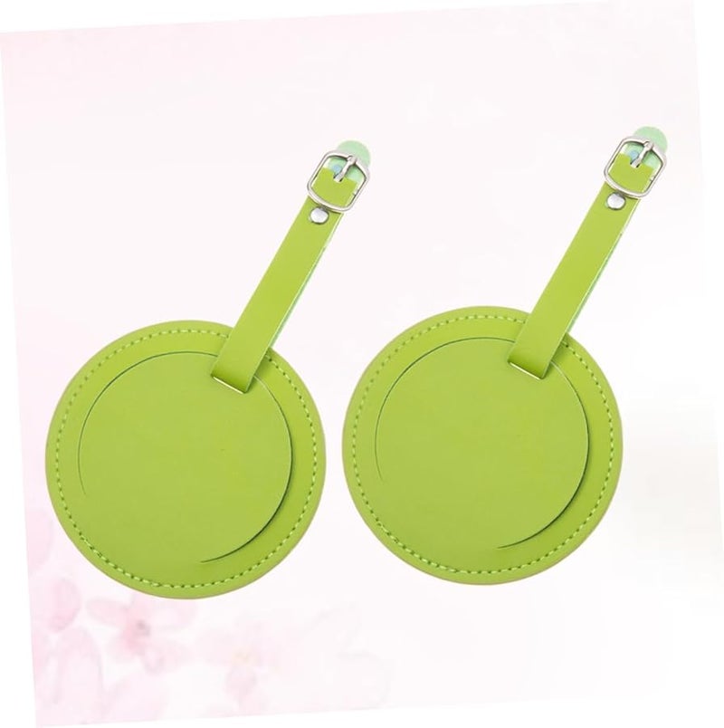 2 Pcs Round PU Leather Luggage Tags with Buckle for Suitcases Backpacks Travel Bags - Image 2